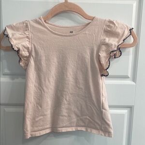 H&M Pink Ruffle Sleeve Short Sleeve Tee